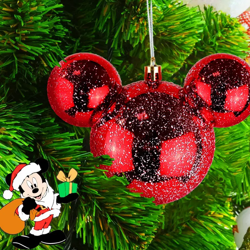 Esfera, Mickey Mouse, Efecto Nevado, Color Rojo 1