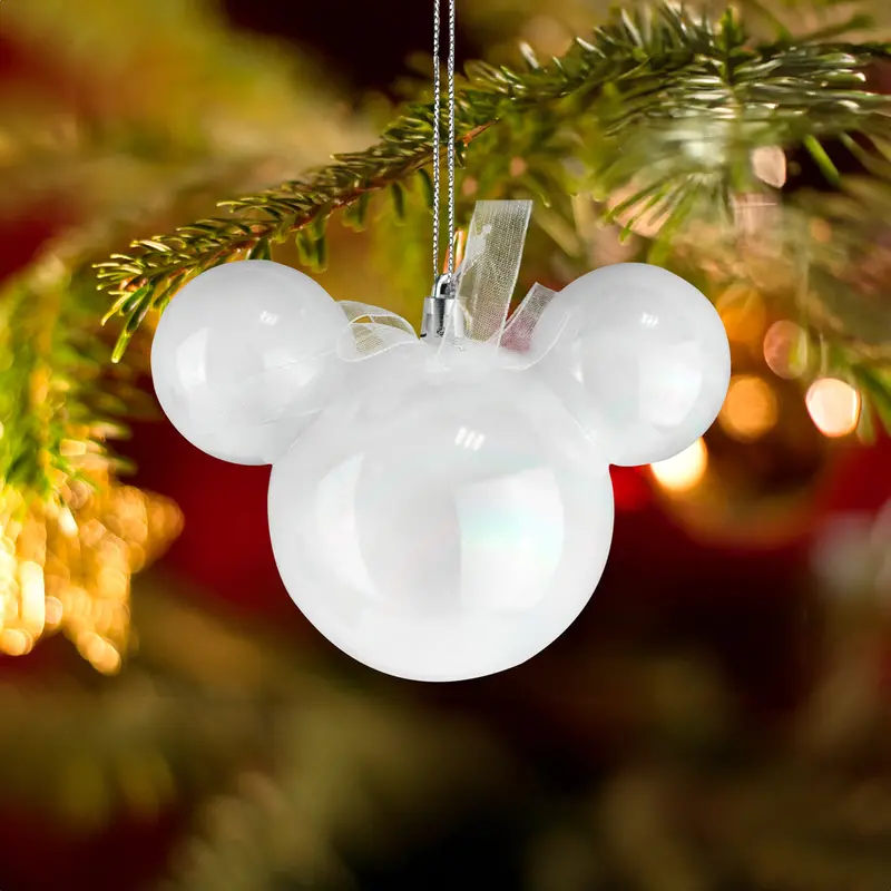 Esfera Navideña Brillante En Forma De Mickey Mouse Color Blanco 1