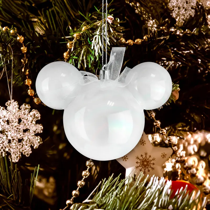 Esfera Navideña Brillante En Forma De Mickey Mouse Color Blanco 2