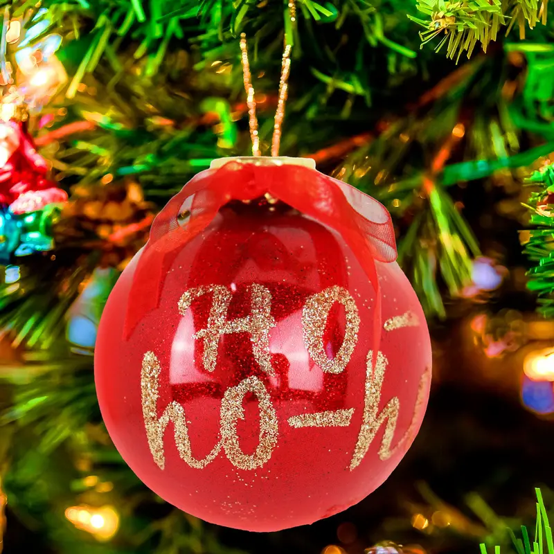 Esfera Navideña Brillante "Hohoho", Color Rojo, 10 Cm 1