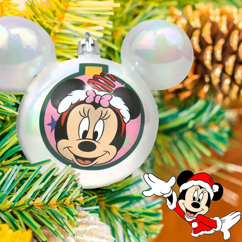 Esfera Navideña Color Blanco Con Diseño De Minnie Mouse 2