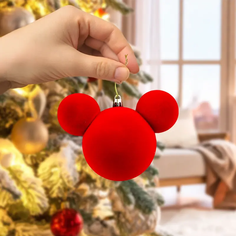 Esfera Navideña De Terciopelo, Mickey, Color Rojo 1