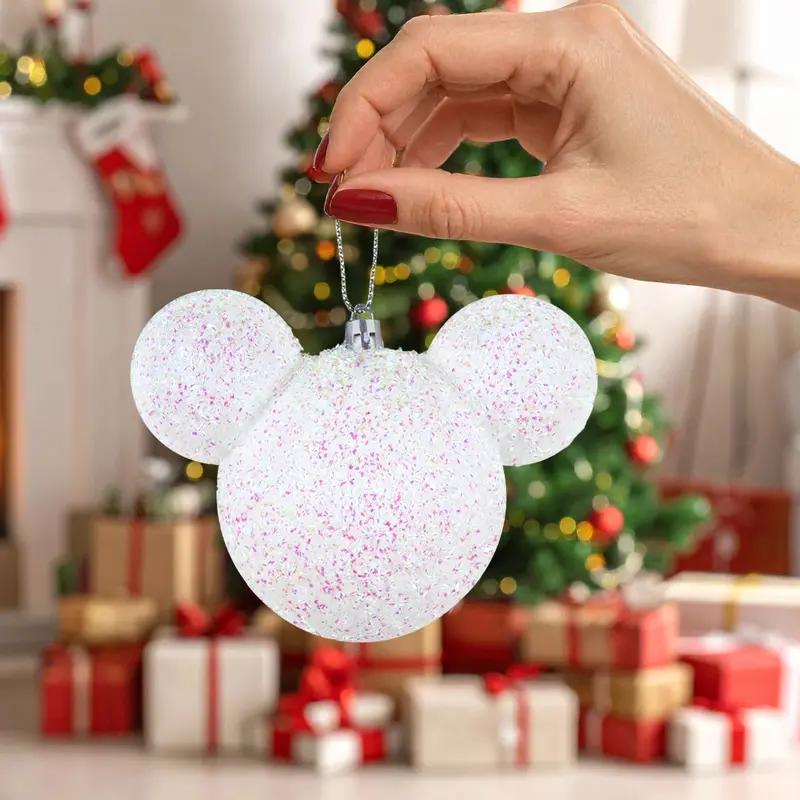 Esfera Navideña De Tinsel, Mickey, Color Blanco 1