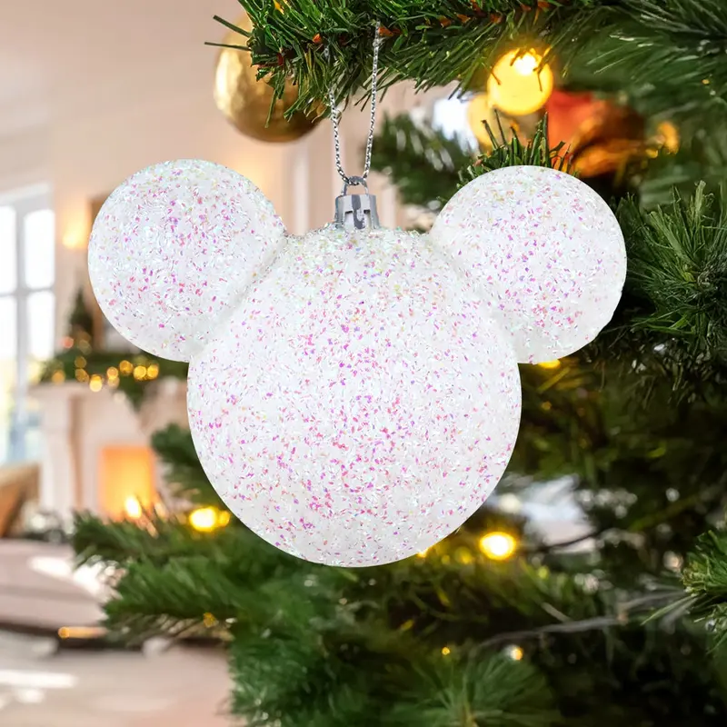 Esfera Navideña De Tinsel, Mickey, Color Blanco 2