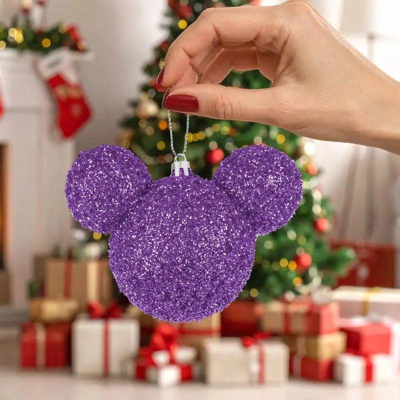 Esfera Navideña De Tinsel, Mickey, Color Morado 1