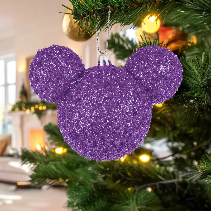 Esfera Navideña De Tinsel, Mickey, Color Morado 2