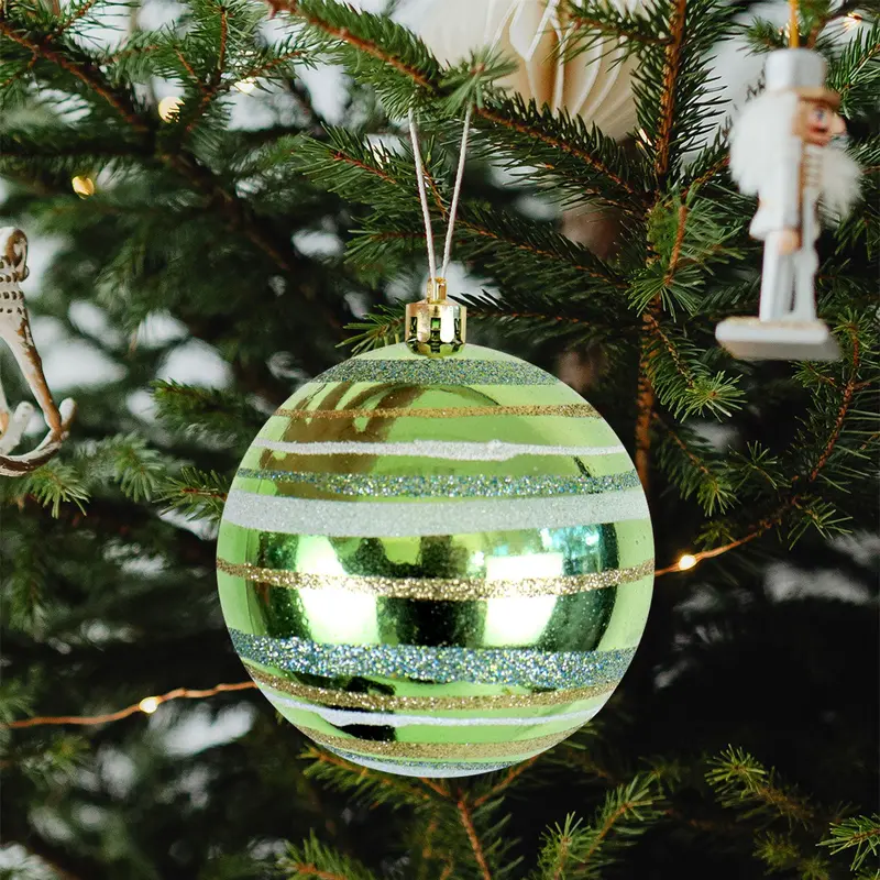 Esfera Navideña Decorada, Diamantina Esmeralda, 1 Pieza. 1