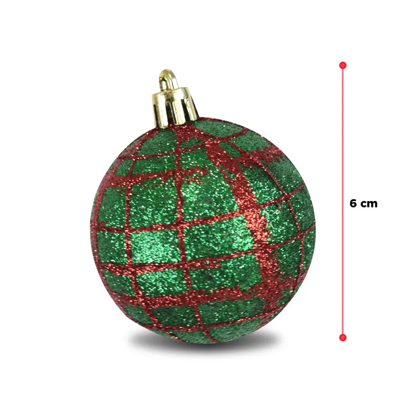 Esfera Navideña Diamantina Verde Con Rojo 2