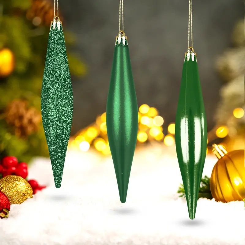 Esferas Alargadas, 3 Pzas, Color Verde 1
