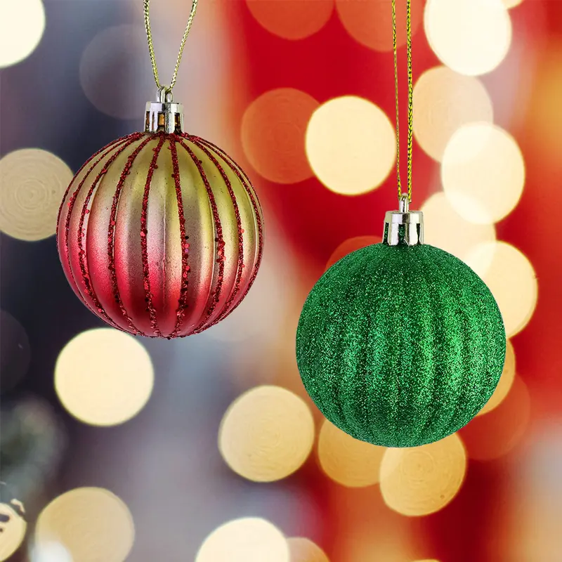 Esferas De Navidad Color Verde Y Rojo 1