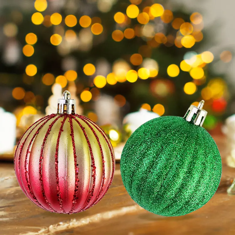 Esferas De Navidad Color Verde Y Rojo 2
