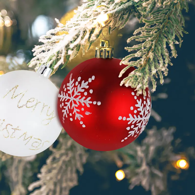 Esferas Navideñas Blanco Y Rojo, 2 Pzas 2