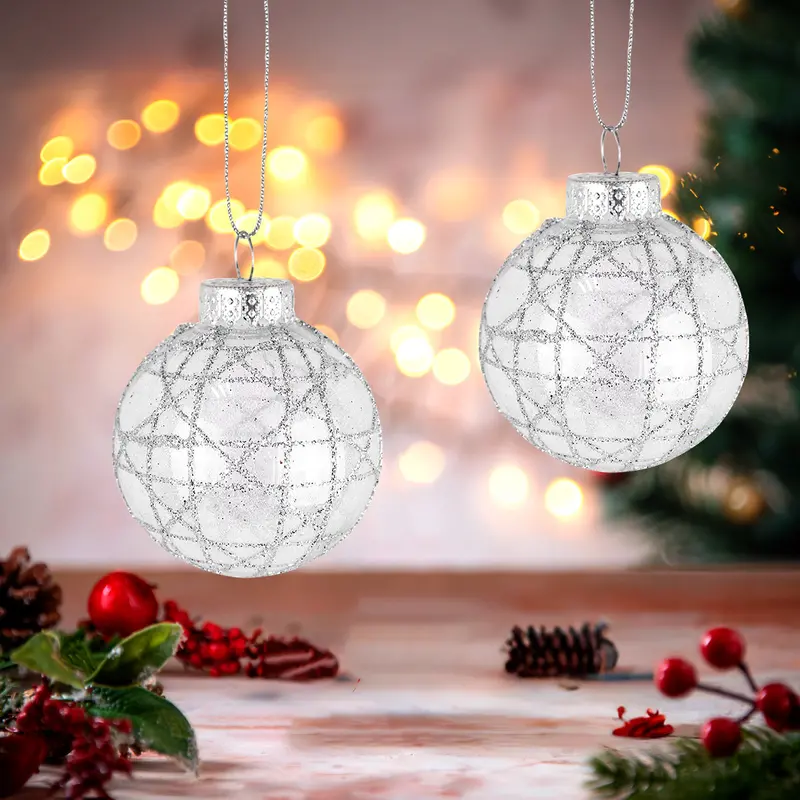 Esferas Navideñas Brillantes Con Diseño En Glitter, 2 Pzas 1