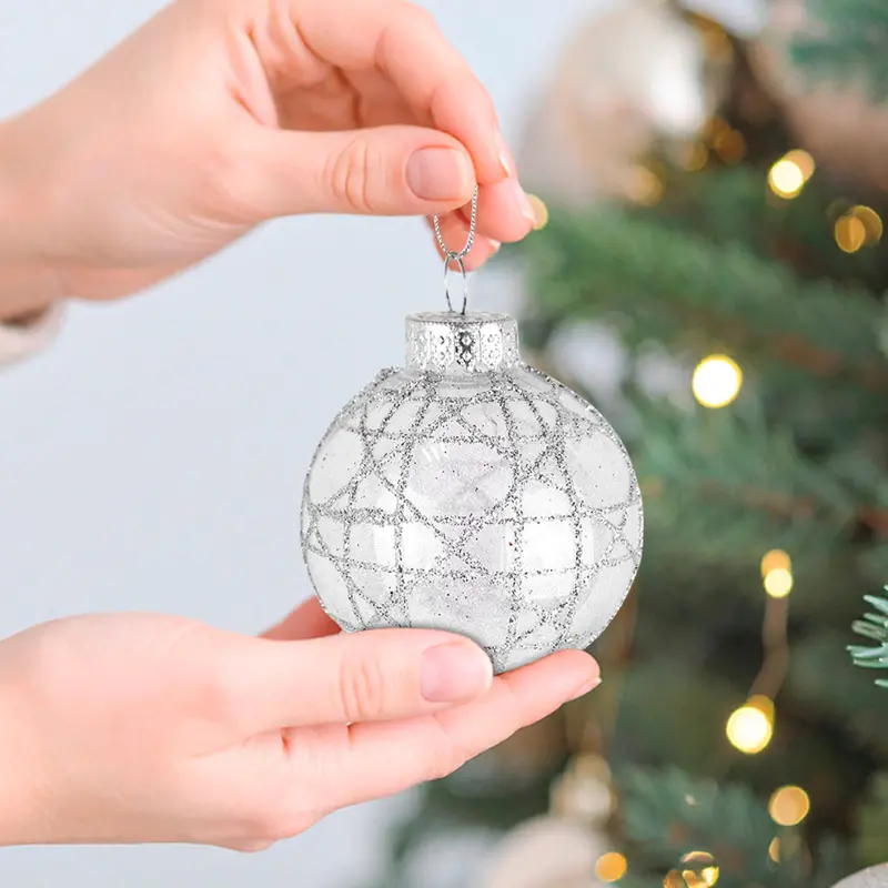 Esferas Navideñas Brillantes Con Diseño En Glitter, 2 Pzas 2