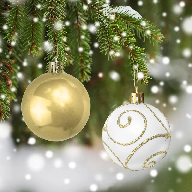 Esferas Navideñas Classic Color Oro, 2Pzas 1