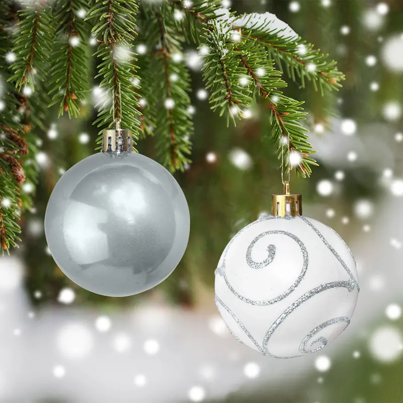 Esferas Navideñas Classic Color Plata, 2Pzas 1