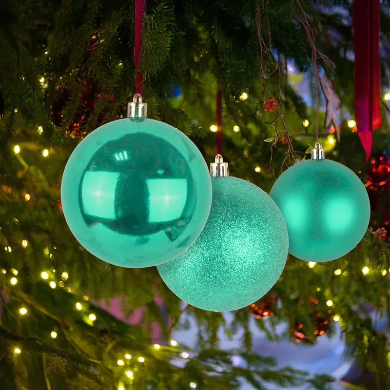 Esferas Navideñas Color Menta, 3Pzas 1