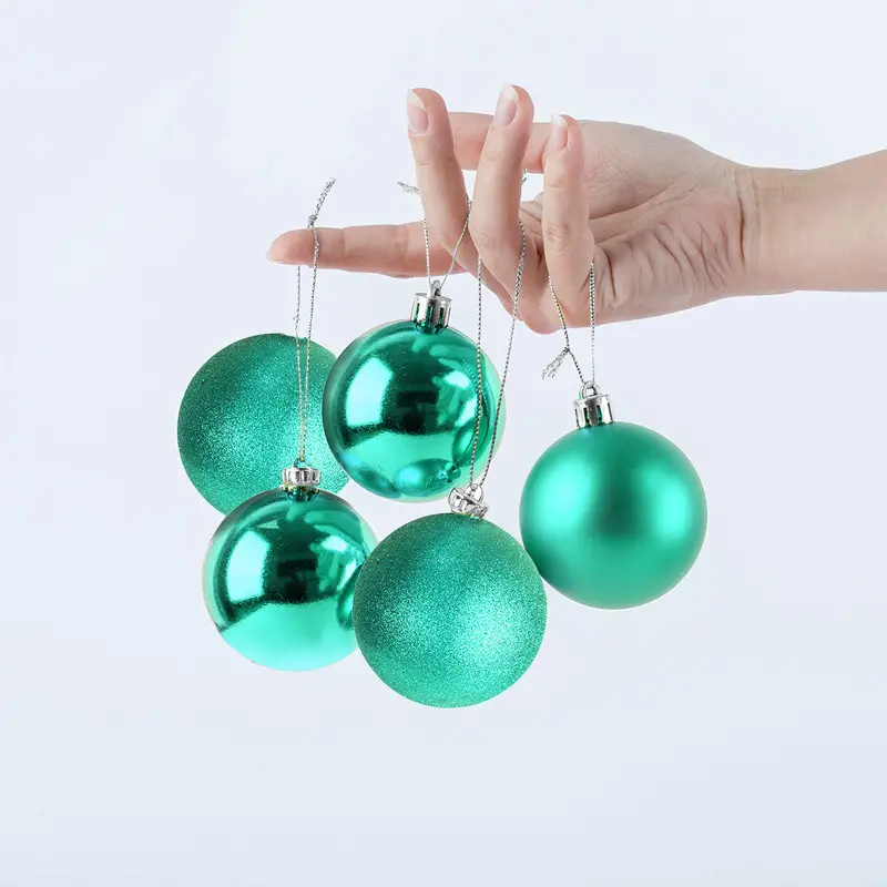 Esferas Navideñas Color Turquesa, 5Pzas 1