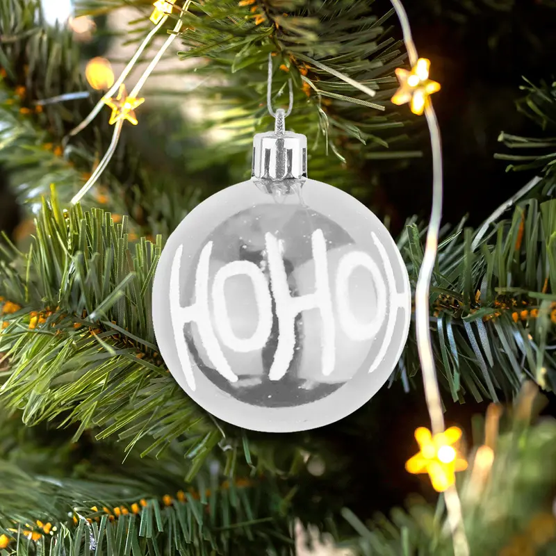 Esferas Navideñas Con Diseño "Hohoho", Color Gris, 4 Pzas 1