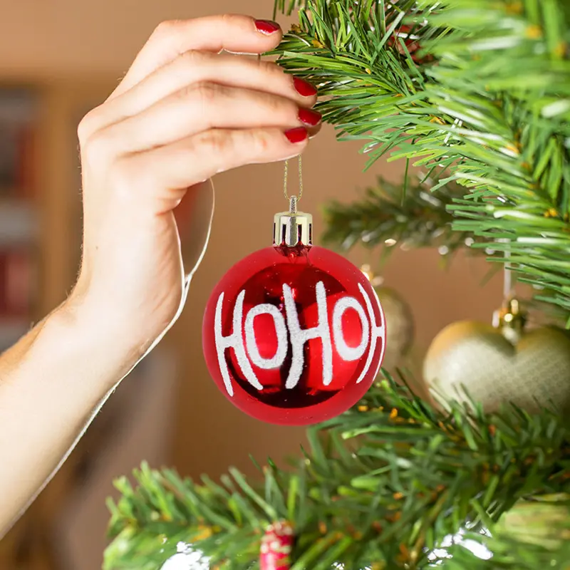 Esferas Navideñas Con Diseño "Hohoho", Color Rojo, 4 Pzas 2