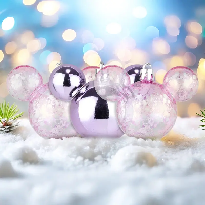 Esferas Navideñas En Forma De Mickey, 3 Pzas, Color Lila 1