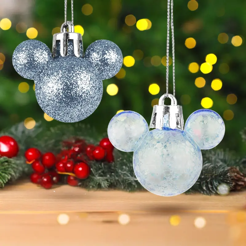 Esferas Navideñas En Forma De Mickey, 8 Pzas, Color Azul 1