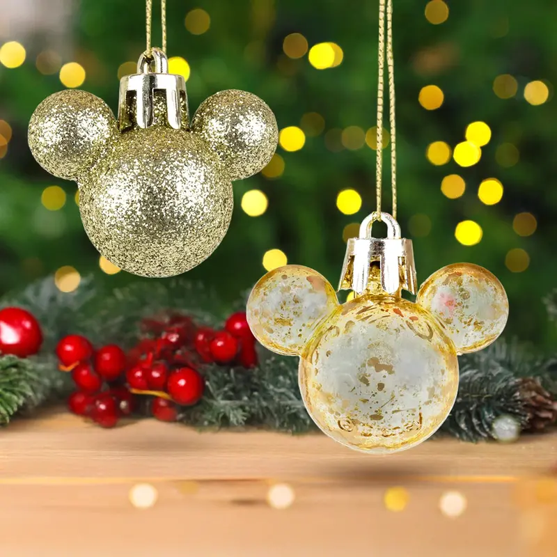 Esferas Navideñas En Forma De Mickey, 8 Pzas, Color Dorado 1