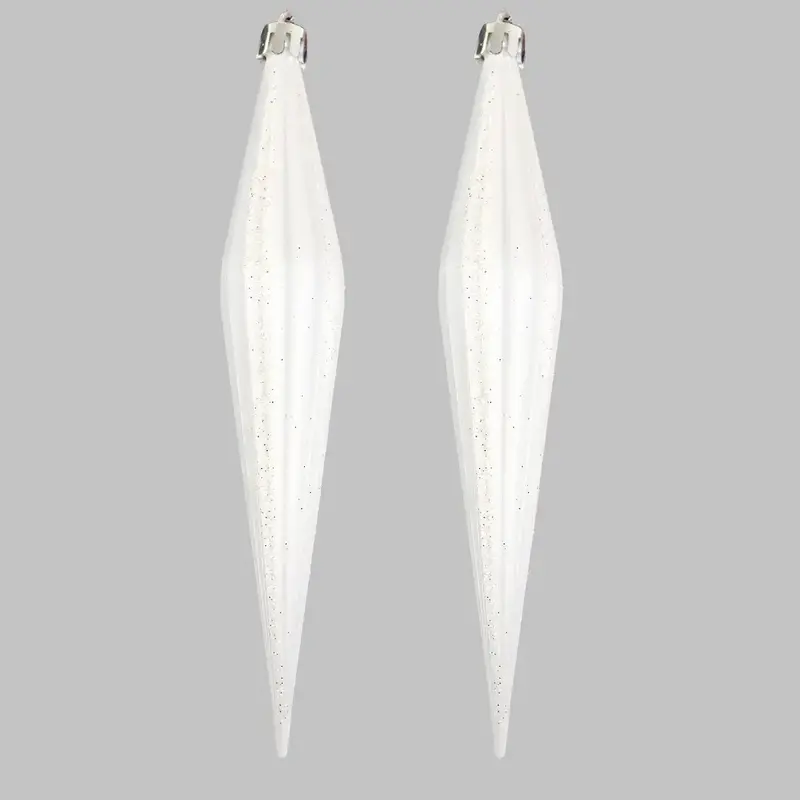 Esferas Navideñas, Forma Diamante Largo, Color Blanco, 2 Pzas 2