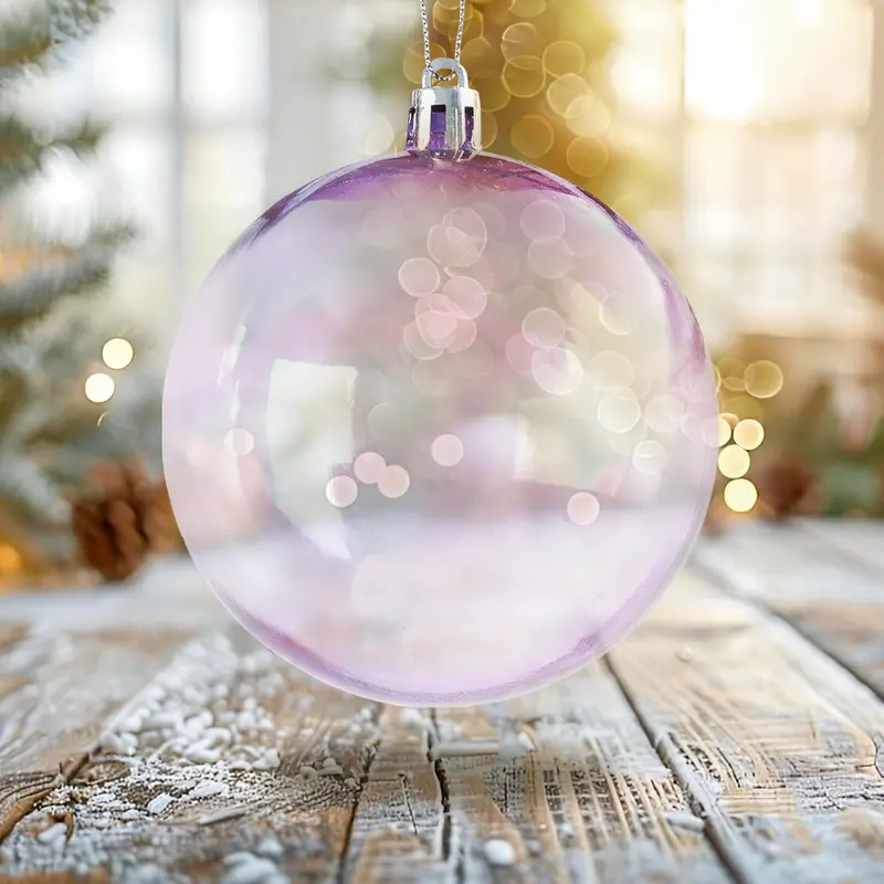 Esferas Navideñas, Iridiscente, Color Lila, 2 Pzas 1