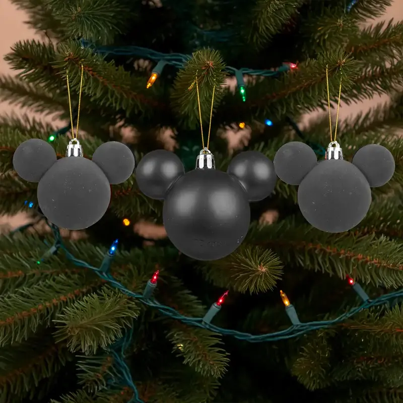 Esferas Navideñas, Mickey, Color Negro, 3 Pzas 1
