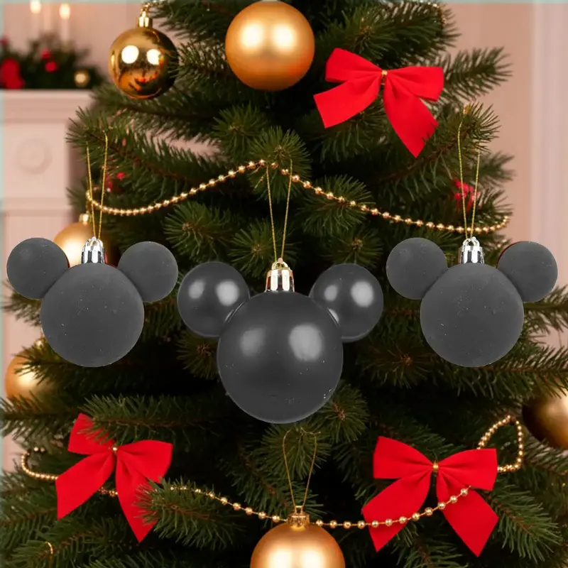 Esferas Navideñas, Mickey, Color Negro, 3 Pzas 2