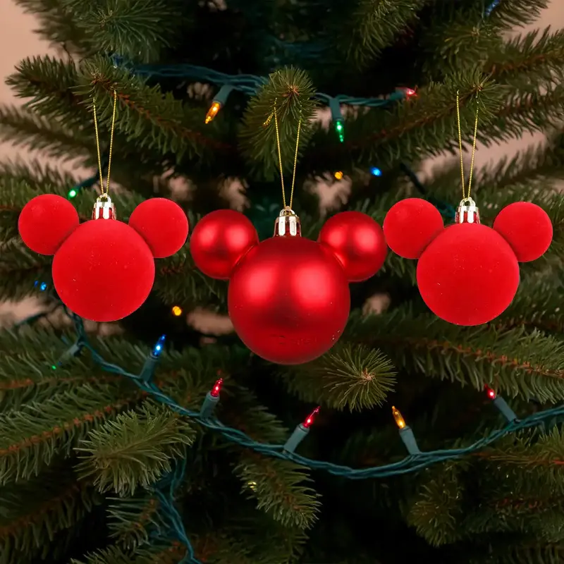 Esferas Navideñas, Mickey, Color Rojo, 3 Pzas 1