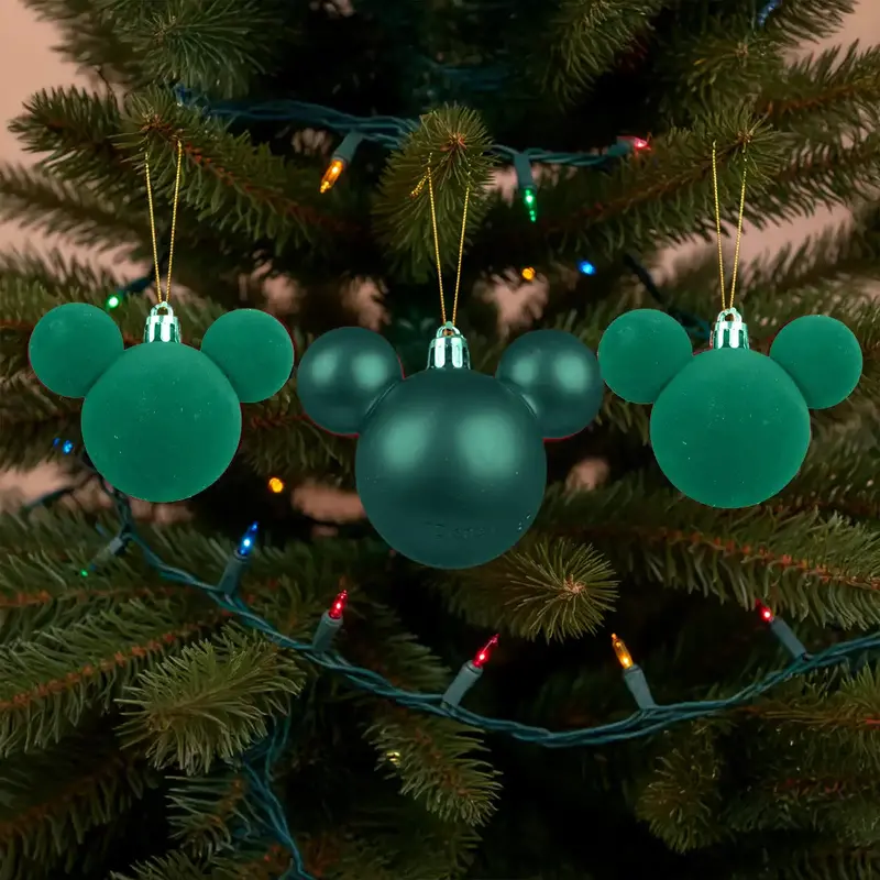 Esferas Navideñas, Mickey, Color Verde, 3 Pzas 1