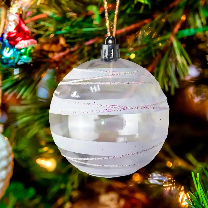 Esferas Navideñas Transparentes Con Glitter, 2 Pzas 1