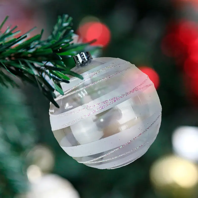 Esferas Navideñas Transparentes Con Glitter, 2 Pzas 2