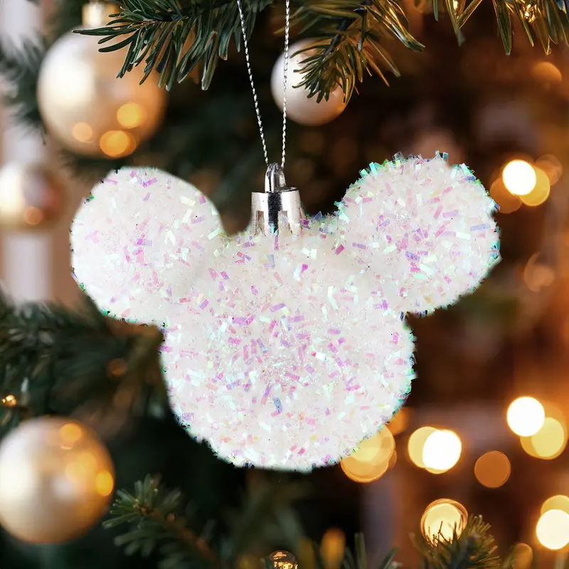 Esferas Tinsel De Mickey, 2 Pzas, Color Blanco 1