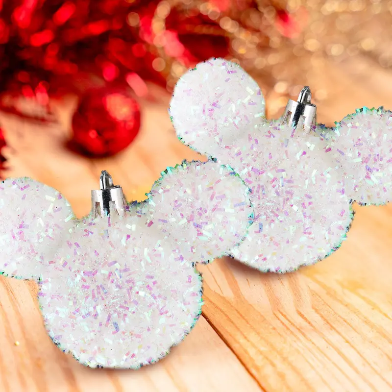 Esferas Tinsel De Mickey, 2 Pzas, Color Blanco 2