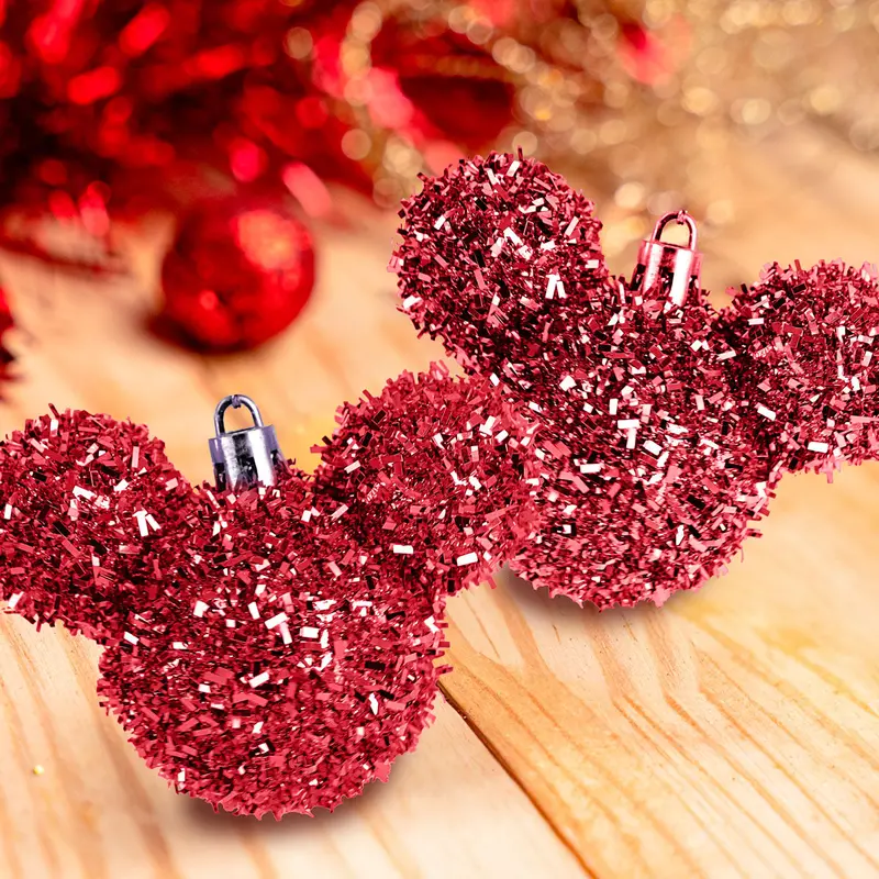Esferas Tinsel De Mickey, 2 Pzas, Color Fucsia 1