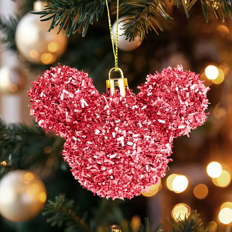 Esferas Tinsel De Mickey, 2 Pzas, Color Fucsia 2