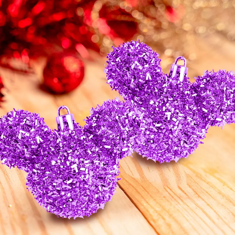 Esferas Tinsel De Mickey, 2 Pzas, Color Morado 1