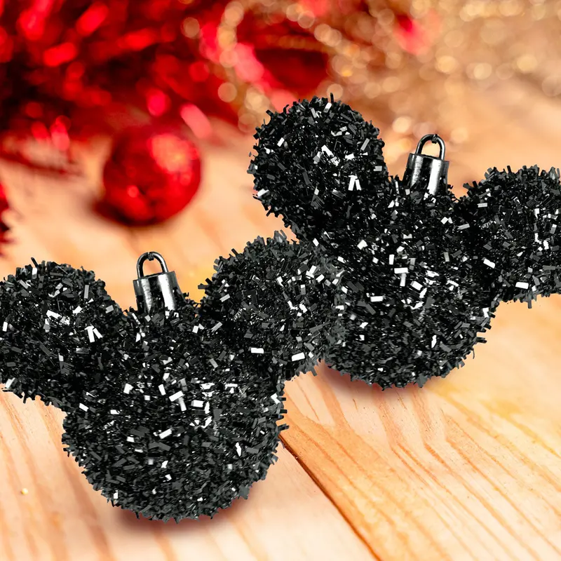 Esferas Tinsel De Mickey, 2 Pzas, Color Negro 1