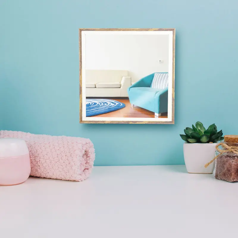 Espejo De Pared Con Marco Color Café Con Beige 2