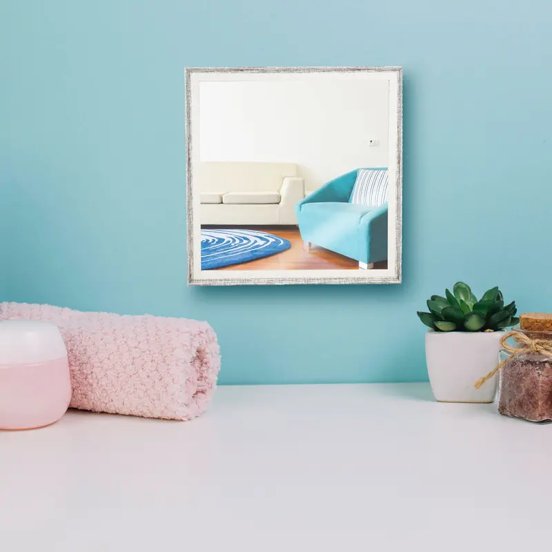 Espejo De Pared Con Marco Color Gris Con Beige 2