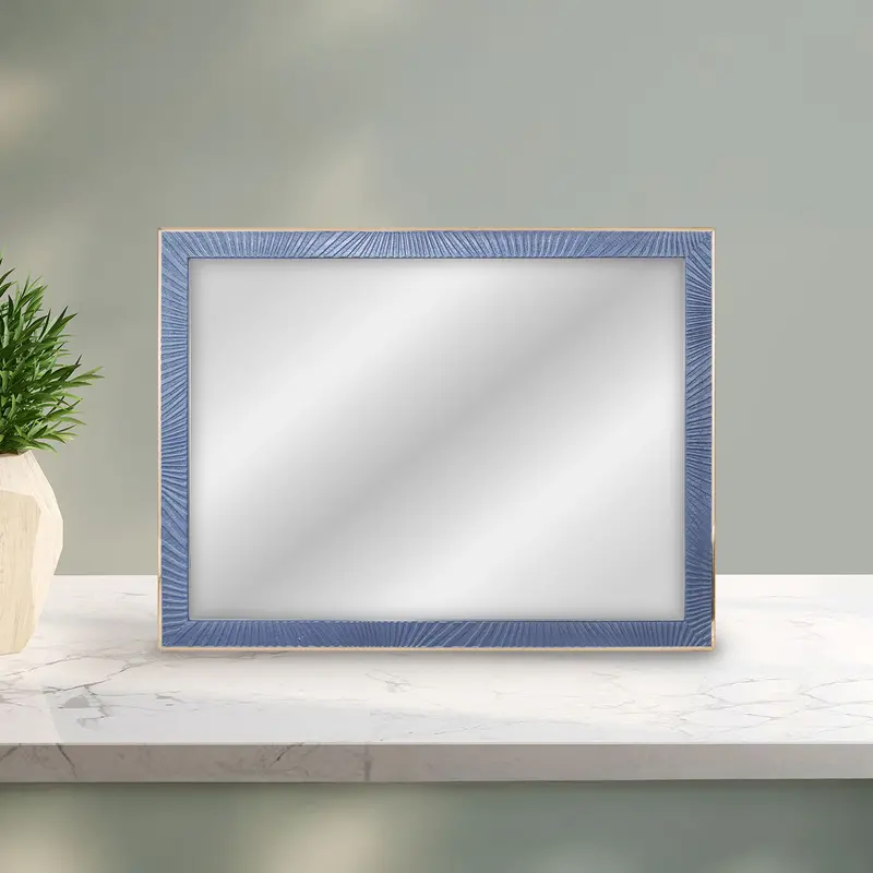 Espejo Rectangular Con Marco Texturizado Azul 30X40 Cm 1