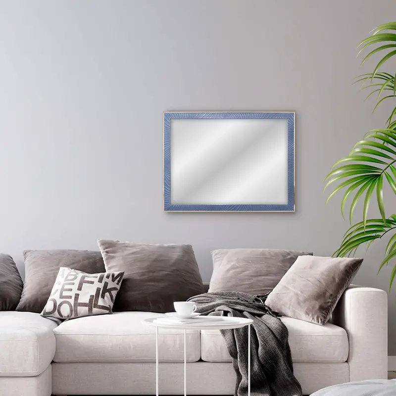 Espejo Rectangular Con Marco Texturizado Azul 30X40 Cm 2