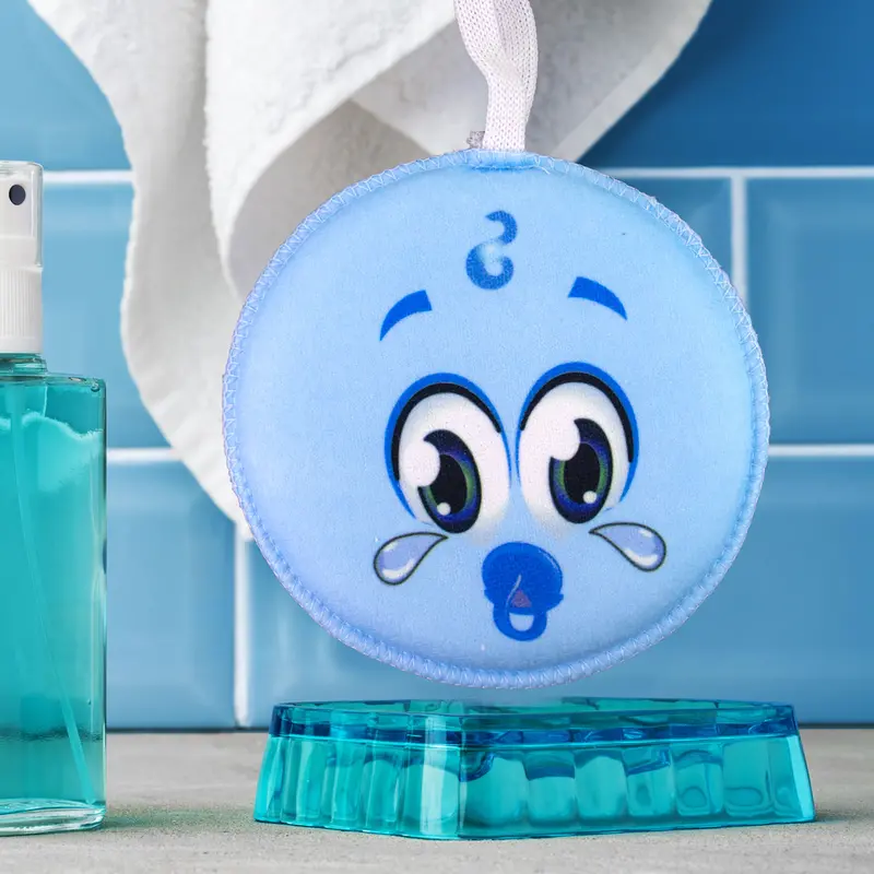 Esponja De Emoji Para Bebé ,Color Azul 1