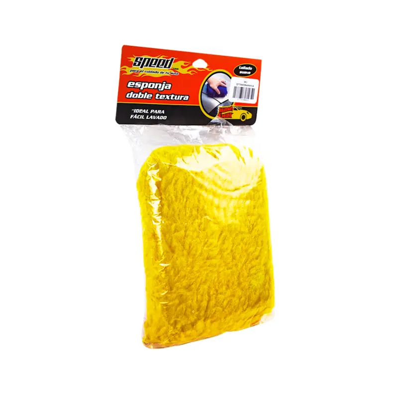 Esponja Para Auto Doble Textura Color Amarillo 1