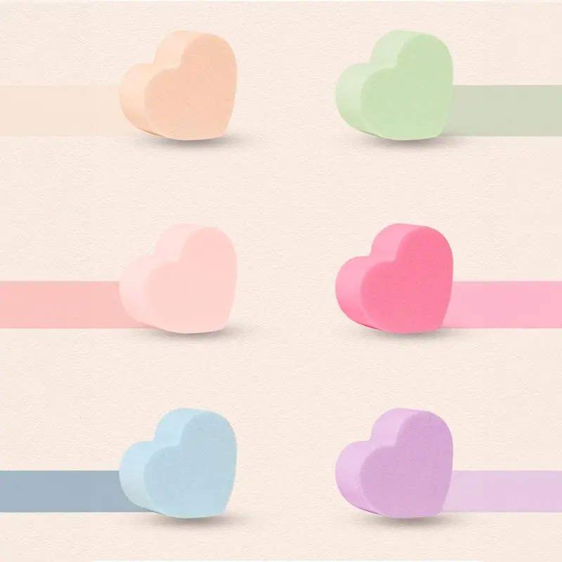 Esponjas De Maquillaje En Forma De Corazón, 6 Pzas, Colores 2