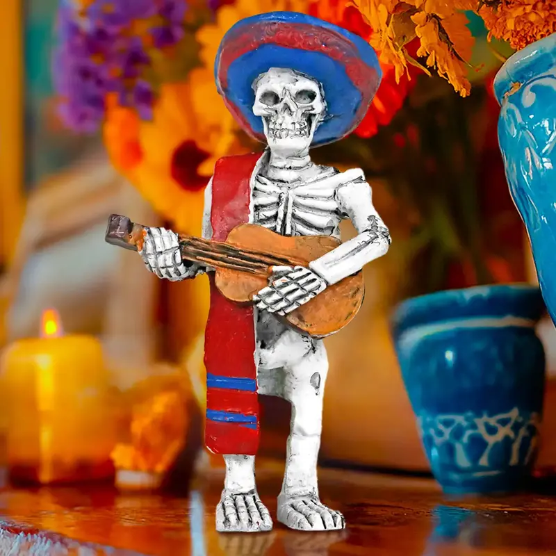 Esqueleto De Guitarrista, Figura De Cerámica 1