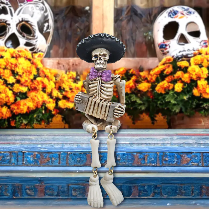Esqueleto De Mariachi, Acordeón, Figura De Cerámica 1